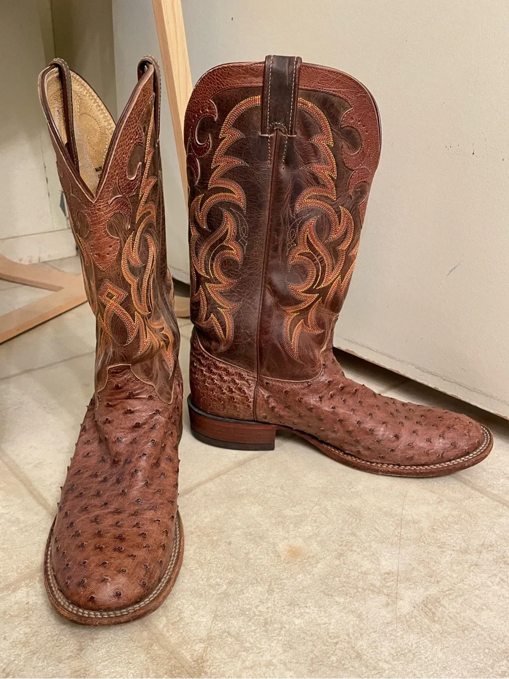 Vintage Justin Men's Full Quill Ostrich Cowboy Boots.